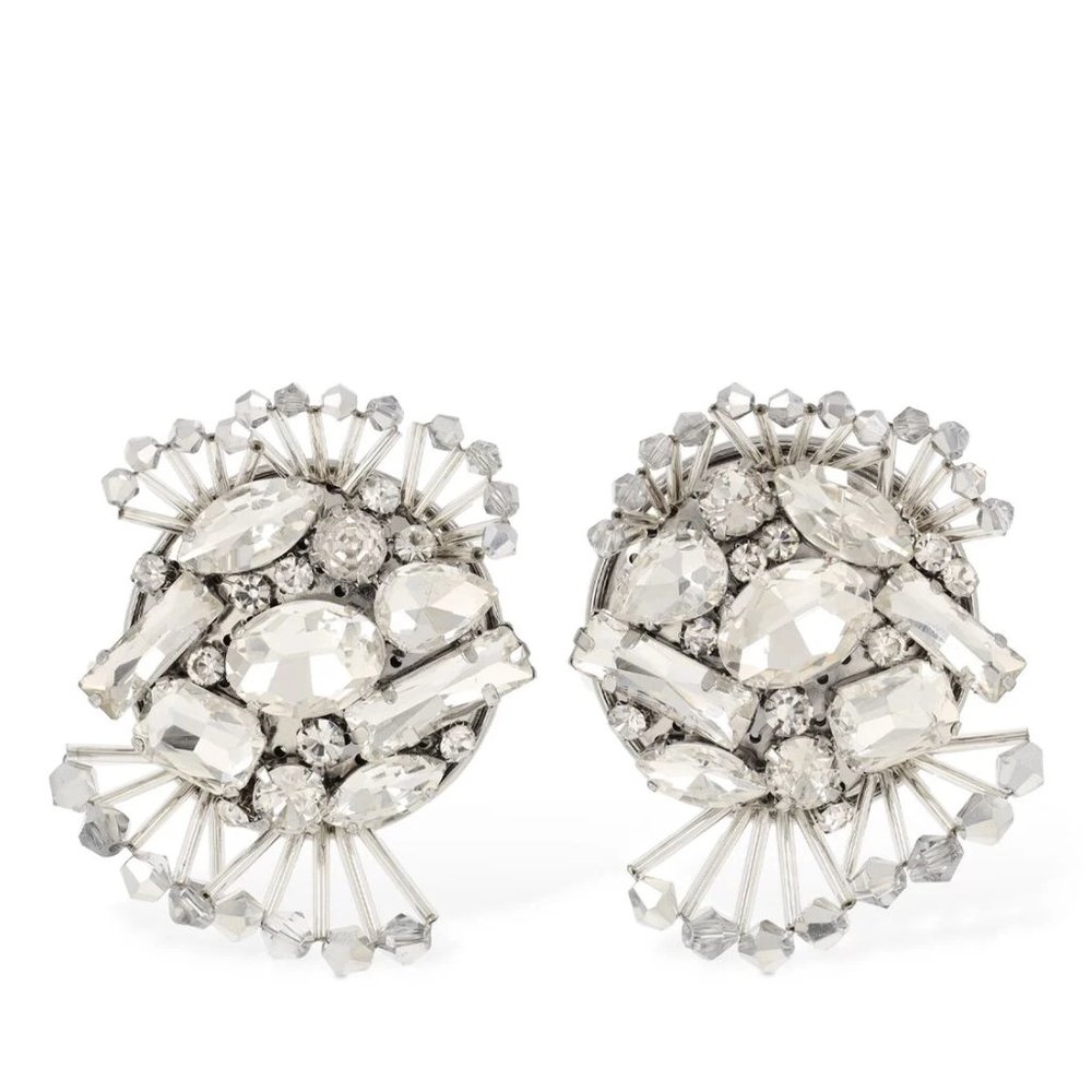 AREA.    NEW Distressed  BIG. crystal earrings in the BOX.